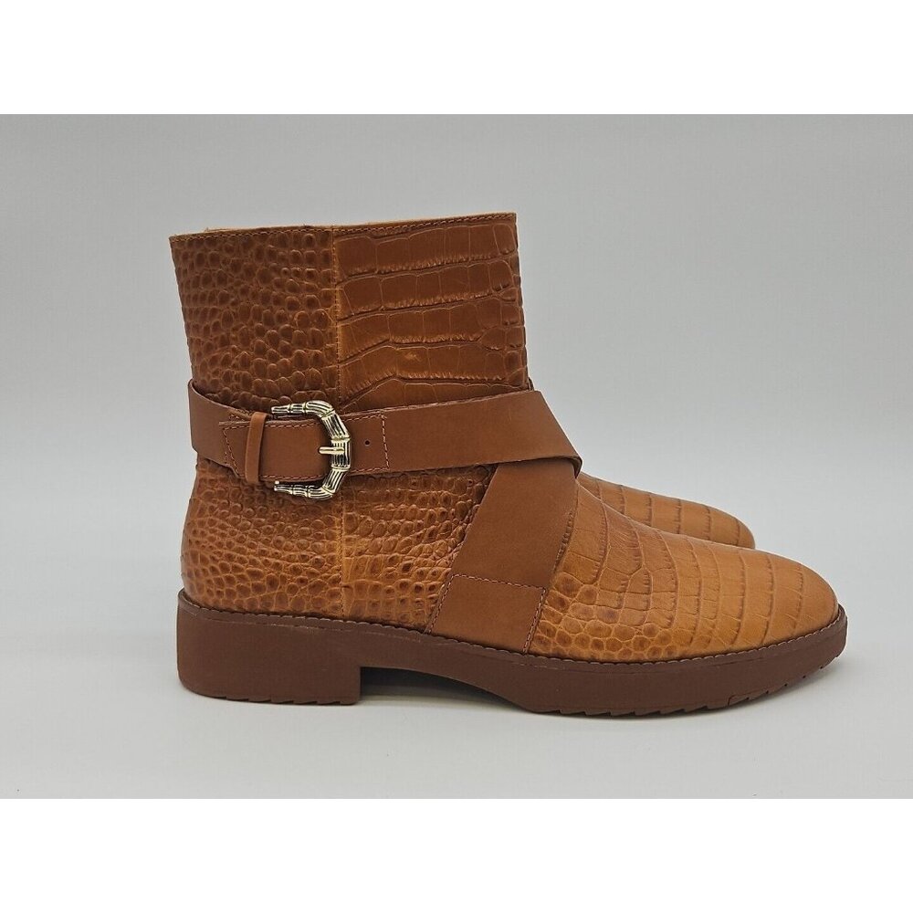 Fitflop Leather Waterproof Croc Embossed Ankle Boots Women Sz. 10 EUC